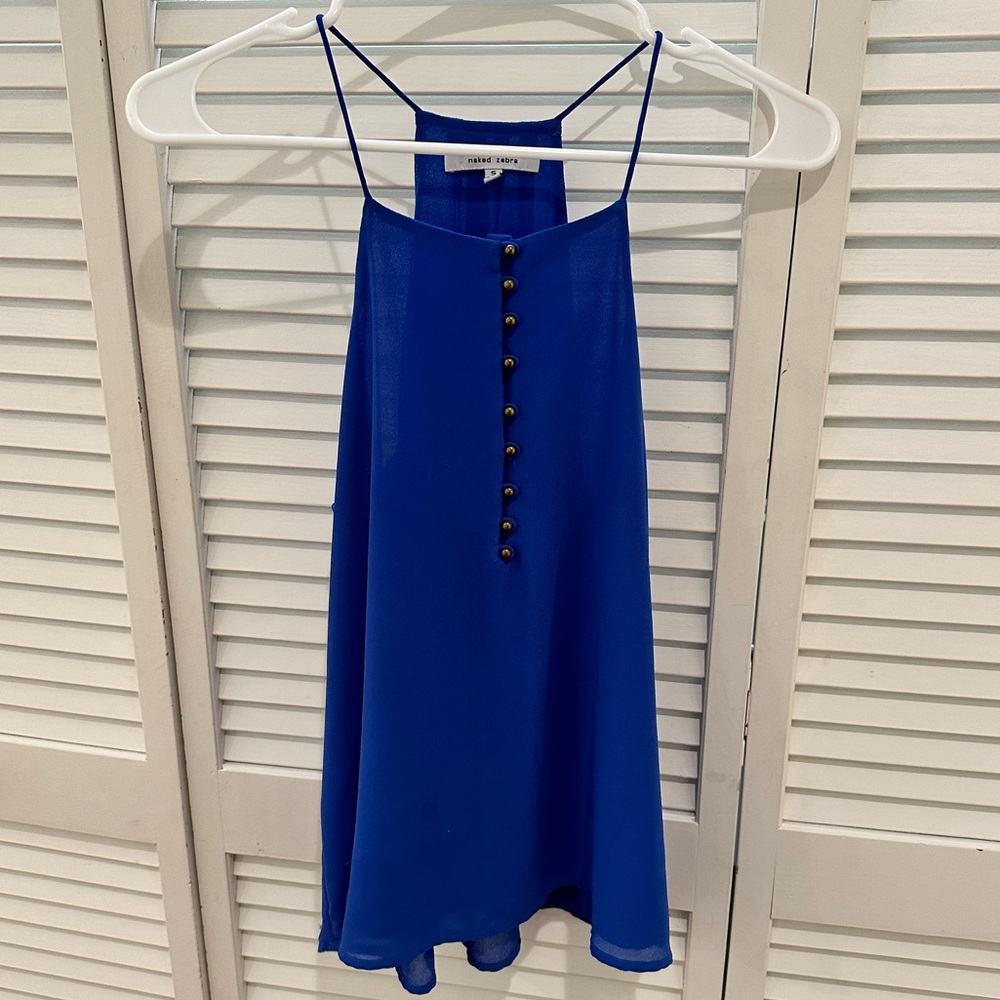 Naked Zebra High Neck Halter Sleeveless Blouse